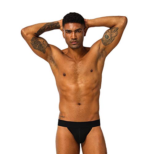 BaronHong Herren Athletic Supporter Performance Jockstrap Elastischer Bund Einfarbige Unterwäsche (schwarz, M) von BaronHong