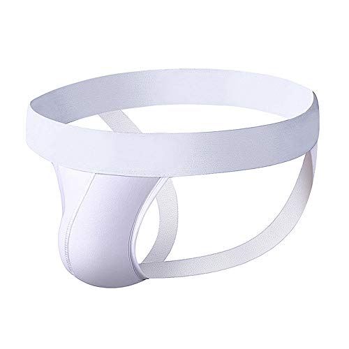 BaronHong Herren Athletic Supporter Performance Jockstrap Elastischer Bund Einfarbige Unterwäsche (weiß, M) von BaronHong