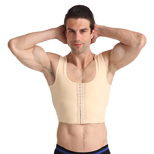 BaronHong Herren Body Shaper Brust Binder Flach Kompression 3 Reihen Verschluss Büste Korsett Westen(Hautton,L) von BaronHong