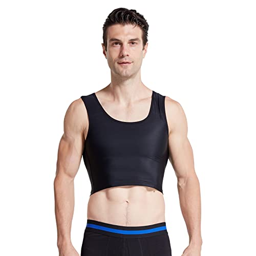 BaronHong Herren Hide Gynäkomastie Pullover Brust Binder Kompression Abnehmen Unterhemd Herren Korsett Tanktops(schwarz,L) von BaronHong