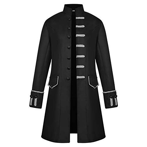 BaronHong Herren Steampunk Vintage Frack Jacke Gothic Viktorianischer Gehrock Uniform Halloween Kostüm(schwarz,L) von BaronHong