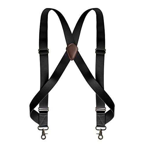 BaronHong Hosenträger für Herren Strapazierfähige Haken-Hosenträger 1,4 Zoll Breite (schwarz, M) von BaronHong