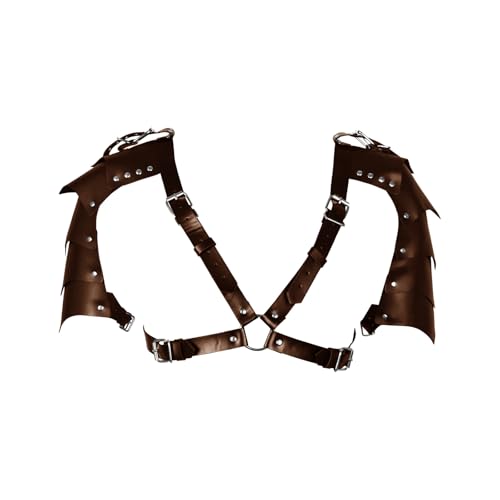 BaronHong Männer Leder Schulterpanzer Steampunk Körper Brustgeschirr Mittelalterliche Wikinger Gothic Ritterrüstung verstellbar (braun, M) von BaronHong
