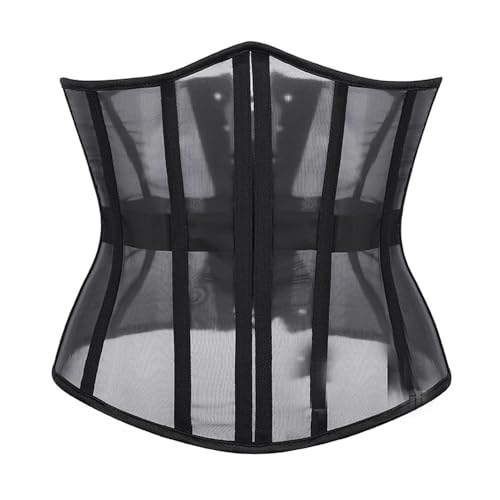 BaronHong Mesh-Korsett-Taillentrainer für Damen – Unterbrustkorsett zum Schnüren – Taillenmieder-Shapewear – Body Shaper (schwarz, 2XL) von BaronHong