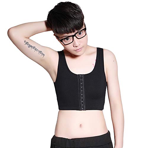 BaronHong Front 3 Row Hook Elastischer, atmungsaktiver Brustbinder Tomboy Trans Lesbian (schwarz, L) von BaronHong