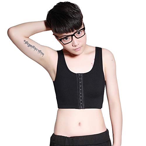 BaronHong Front 3 Row Hook Elastischer, atmungsaktiver Brustbinder Tomboy Trans Lesbian (schwarz, M) von BaronHong