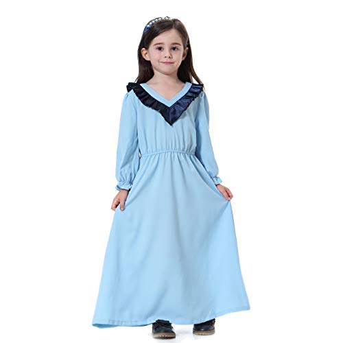 BaronHong Muslim Islamisches Arabisches Mädchen Abaya Langes Thobe-Kleid Palace Stylish (SkyBlue, 160cm) von BaronHong