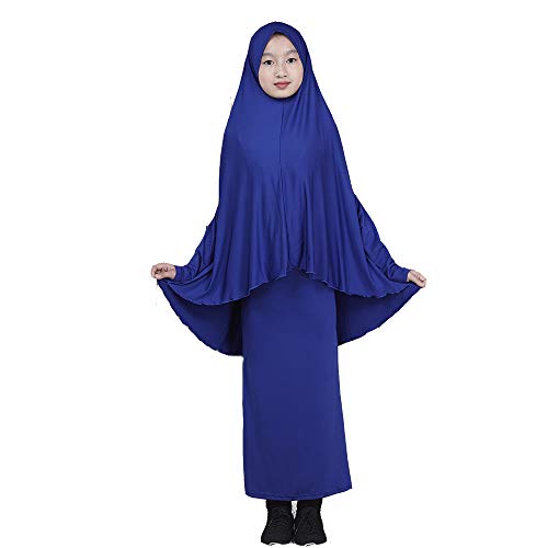 BaronHong Muslim Islamisches Mädchen Abaya Jilbab Kleid in voller Länge + Rock Zweiteiler (Royalblau, 2XL) von BaronHong