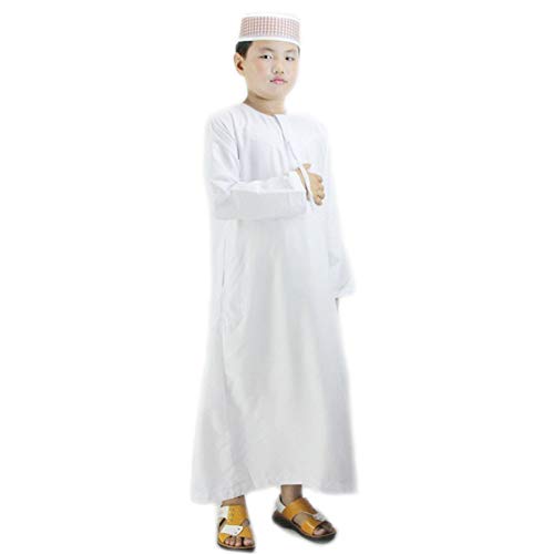 BaronHong Muslim Kinder Jungen Saudi Thobe Robe Abaya Islamische Arabische Kandoura (weiß, 30) von BaronHong