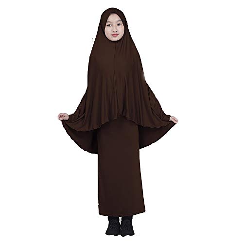 BaronHong Muslimisches Islamisches Mädchen Abaya Jilbab Kleid in voller Länge + Rock Zweiteiler (darkcoffee, M) von BaronHong