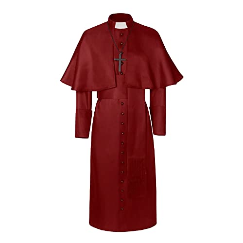 BaronHong Priest Soutane Roman Soutane Kostüm Minister Choir Soutane mit Cincture Band Gürtel(rot,2XL) von BaronHong