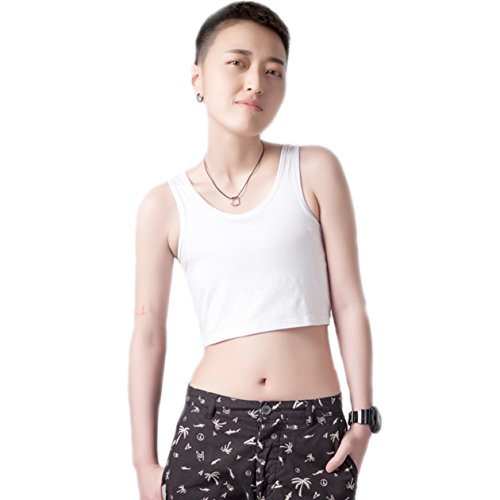 BaronHong Sommer Brust Binder Korsett Baumwolle Modal Kurze Tank Top für Tomboy Trans Lesben (weiß, M) von BaronHong