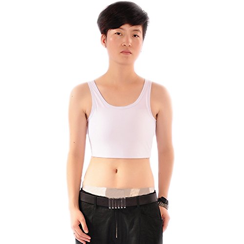 BaronHong Sommer IceSilk Brust Binder Korsett Kurz Tank Top für Tomboy Trans Lesben (weiß, L) von BaronHong