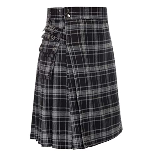 BaronHong Tartan Utility Kilts für Herren Kilt erhältlich in verschiedenen schottischen Tartans (grau, 5XL) von BaronHong