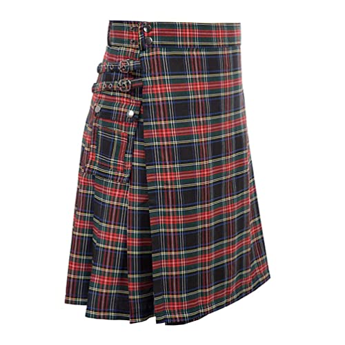 BaronHong Tartan Utility Kilts für Herren Kilt erhältlich in verschiedenen schottischen Tartans (rot, 5XL) von BaronHong