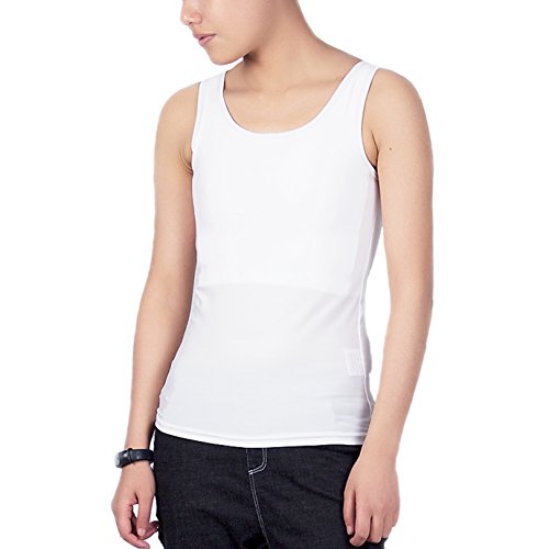 BaronHong Tomboy 4 Reihen Haken Kasten Binder Normallack Weste Sommer Cool Tank Top (weiß, L) von BaronHong