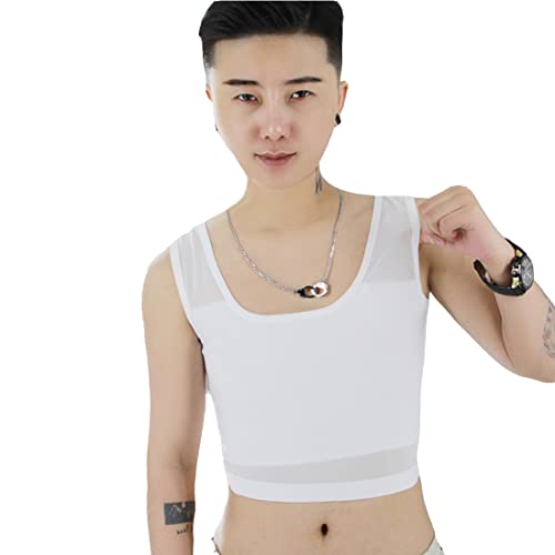 BaronHong Tomboy Atmungsaktives IceSilk Ultradünnes, robustes, dehnbares Pullover-Brustband, männliches Tanktop (weiß, 3XL) von BaronHong