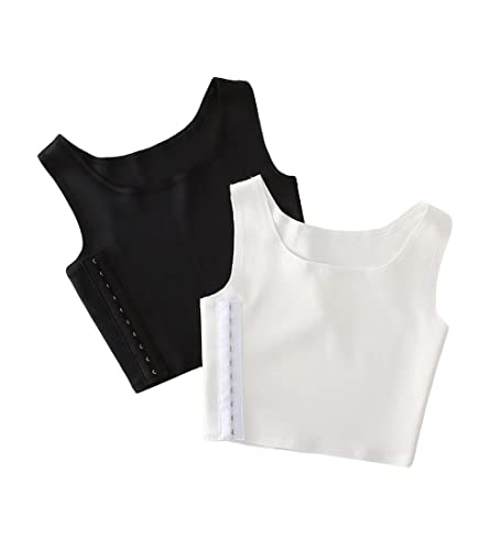 BaronHong Tomboy Chest Binder Nahtloses 3-reihiges Tanktop mit Verschluss, männlich, atmungsaktiv (2er-Pack, S) von BaronHong