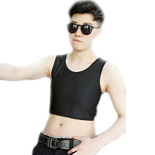 BaronHong Tomboy Trans Lesben Netz Brust Binder Plus Size Short Tank Top (schwarz, 5XL) von BaronHong