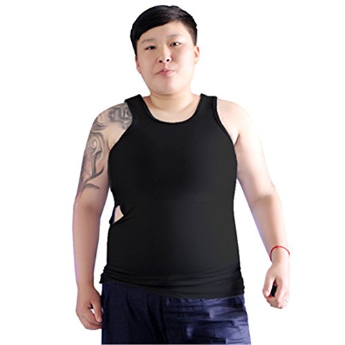 BaronHong Tomboy Trans Lesbian Bambus Kohlefaser Brust Binder Korsett Plus Size Long Tank Top (schwarz, S) von BaronHong