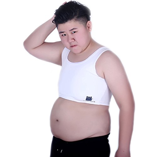 BaronHong Tomboy Trans Lesbian Mesh Brust Binder Korsett Plus Size Short Tank Top (weiß, 6XL) von BaronHong
