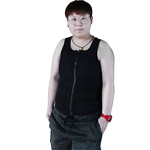BaronHong Tomboy Trans Lesbian Mesh Reißverschluss Brust Binder Bauch Shapewear (schwarz, 6XL) von BaronHong