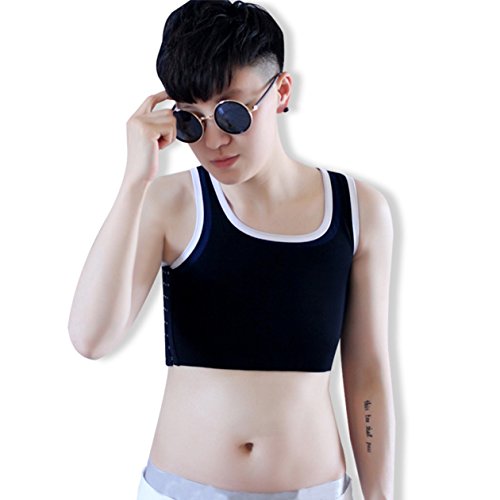 BaronHong Tomboy Trans Lesbische Baumwolle Brust Binder Korsett Plus Size Short Tank Top mit stärkeren Gummiband (schwarz, M) von BaronHong