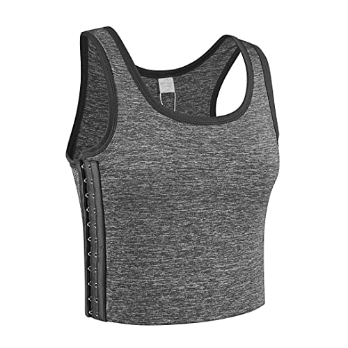 BaronHong Tomboy Trans Lesbische Baumwolle Brust Binder Plus Size Short Tank Top mit 20 cm stärkeres Gummiband (dunkelgrau, S) von BaronHong
