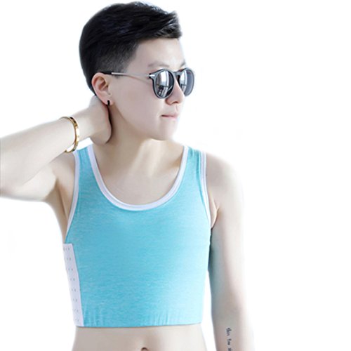 BaronHong Tomboy Trans Lesbische Baumwolle Brust Binder Plus Size Short Tank Top mit stärkeren Gummiband (blau, L) von BaronHong