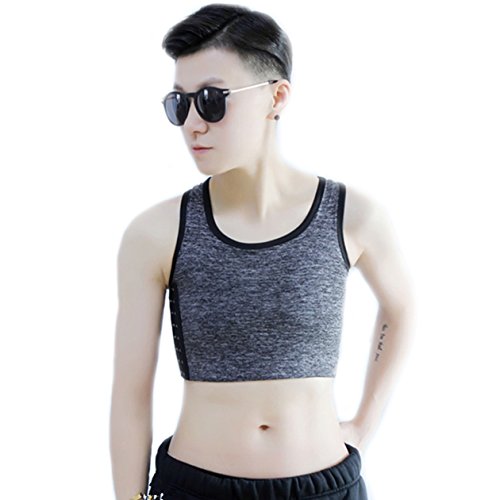 BaronHong Tomboy Trans Lesbische Baumwolle Brust Binder Plus Size Short Tank Top mit stärkerem Gummiband (dunkelgrau, 5XL) von BaronHong