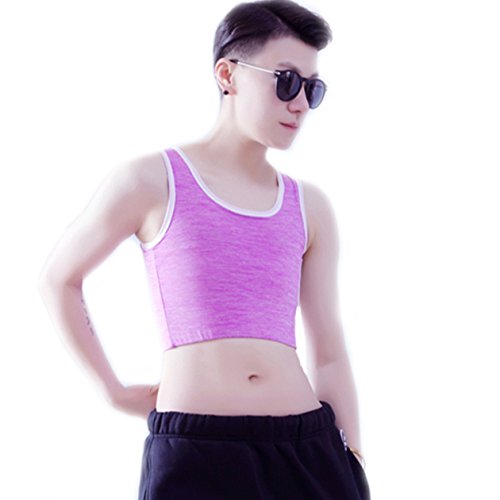 BaronHong Tomboy Trans Lesbische Baumwolle Brust Binder Plus Size Short Tank Top mit stärkerem Gummiband (Fuchsia, 2XL) von BaronHong