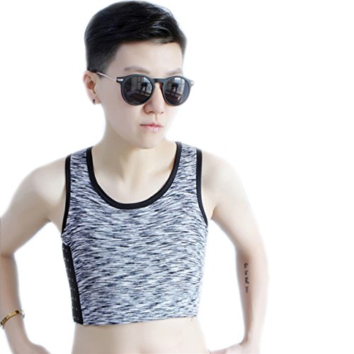 BaronHong Tomboy Trans Lesbische Baumwolle Brust Binder Plus Size Short Tank Top mit stärkerem Gummiband (LightGray, 4XL) von BaronHong