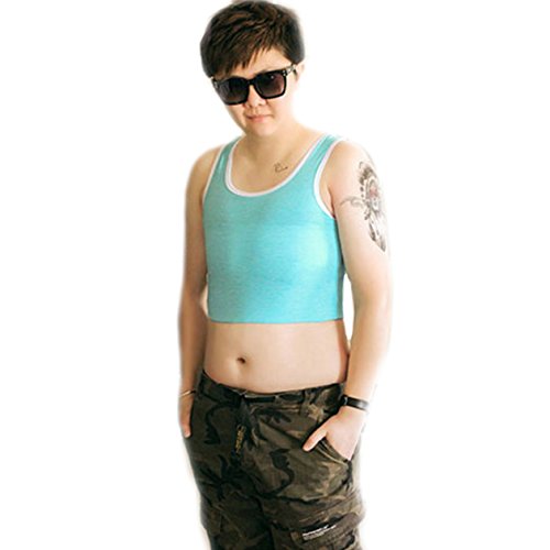 BaronHong Tomboy Trans Lesbische Baumwolle Chest Binder Plus Size Short Tank Top mit 20 cm stärkeres Gummiband (blau, 4XL) von BaronHong