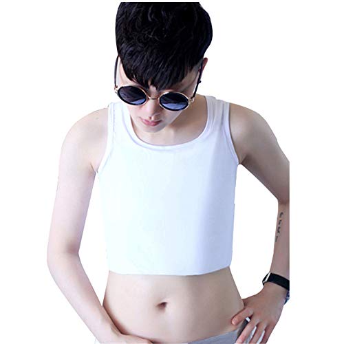 BaronHong Tomboy Trans Lesbische Brust Binder Plus Size Korsett Short Tank Top Stärkeres Gummiband (weiß, 6XL) von BaronHong