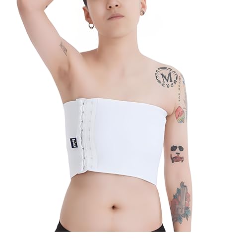 BaronHong Tomboy Trans Lesbische trägerlose Plus Size Brust Binder Top mit 20 cm Gummiband (weiß, L) von BaronHong