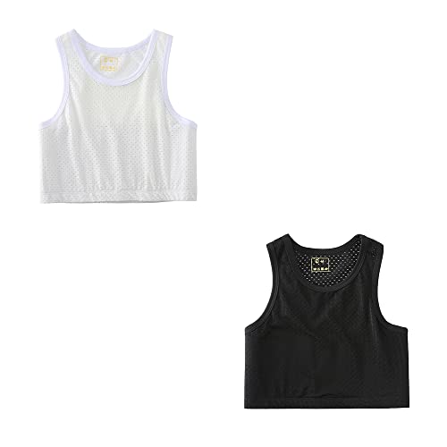 BaronHong Tomboy atmungsaktives Mesh, robust, dehnbar, Pullover, Brustbinde, männliches Tanktop (2er-Pack, S) von BaronHong
