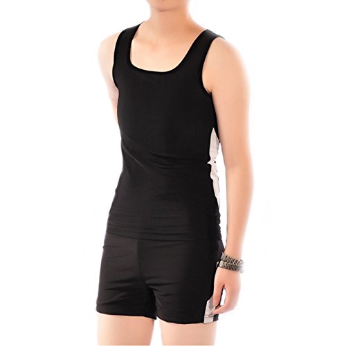 BaronHong Trans Lesbian Tomboy Brustbinder Schnell trocknende Badebekleidung Set Tank Top + Badehose (schwarz, 3XL) von BaronHong