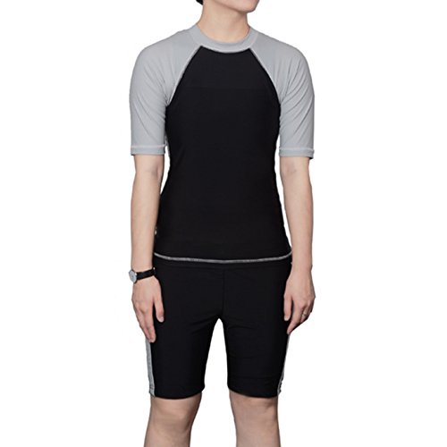 BaronHong Trans Lesbian Tomboy Brustbinder Schnelltrocknendes Set für Badebekleidung + Badehose (schwarz, L) von BaronHong