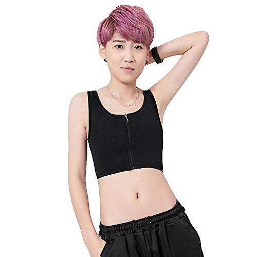 BaronHong Trans Lesbian Tomboy Mittelreißverschluss Brustbinder Tank Top Korsett (schwarz, S) von BaronHong