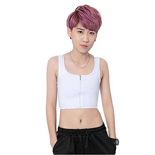 BaronHong Trans Lesbian Tomboy Mittelreißverschluss Brustbinder Tank Top Korsett (weiß, M) von BaronHong