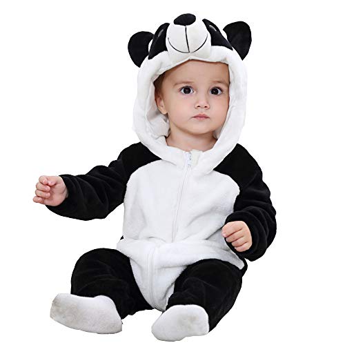 BaronHong Unisex-Baby Flanell Strampelanzug Cartoon Tier Onesie Pyjamas Outfits Anzug (Panda, 100 cm) von BaronHong