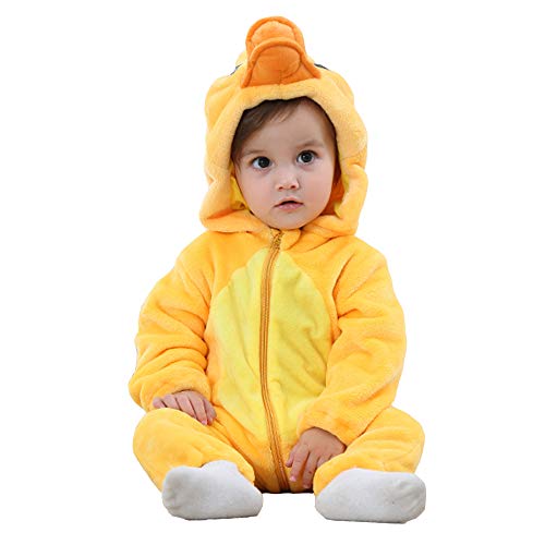 BaronHong Unisex-Baby Flanell Strampler Cartoon Tier Onesie Pyjamas Outfits Anzug (Ente, 80CM) von BaronHong