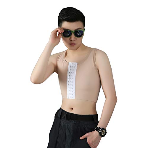 BaronHong Vorderhaken Brustbinder Verstellbarer Schultergurt Double X Back Shaper für Tomboy Trans Lesbian (nackt, 4XL) von BaronHong