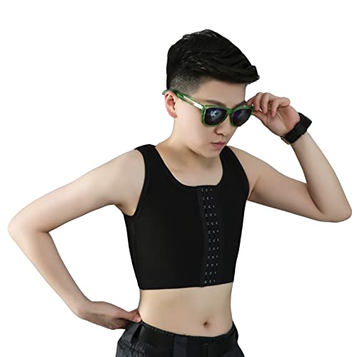 BaronHong Vorderhaken Brustbinder Verstellbarer Schultergurt Double X Back Shaper für Tomboy Trans Lesbian (schwarz, M) von BaronHong