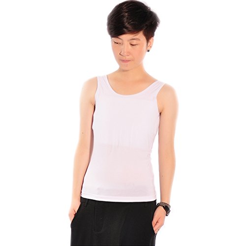 BaronHong elastische Brust Binder Korsett Baumwolle Lange Tank Top für Tomboy Trans Lesben (weiß, M) von BaronHong