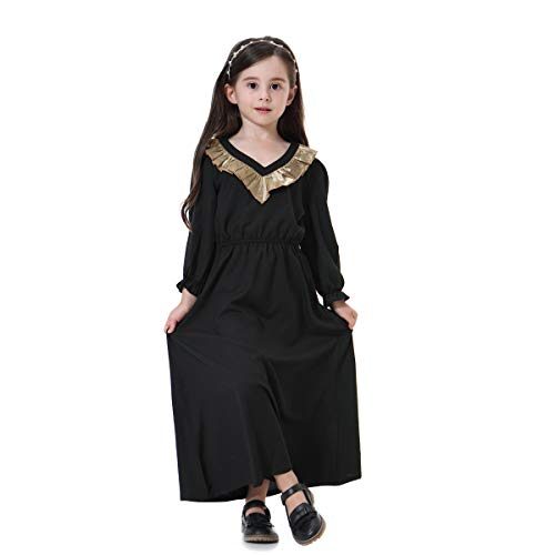 BaronHong moslemisches islamisches arabisches Mädchen Abaya Lange Thobe Kleid Palace stilvoll (schwarz, 160cm) von BaronHong