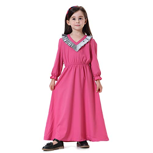 BaronHong moslemisches islamisches arabisches Mädchen Abaya Langes Thobe-Kleid Palace Stylish (Rosered, 160cm) von BaronHong