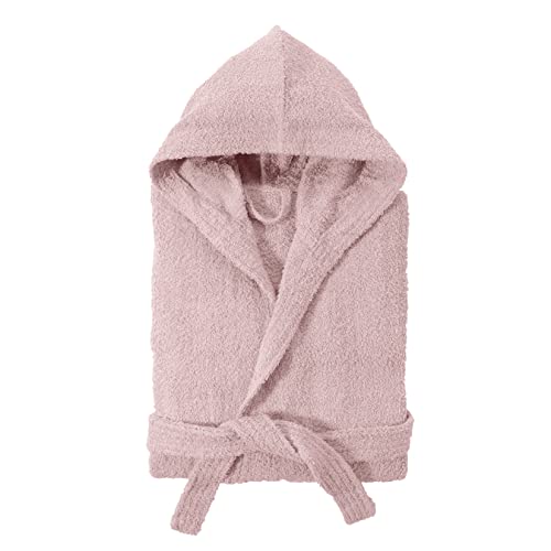 Baroni Home Bademantel aus Frottee, Bademantel für Damen und Herren 100% Baumwolle, mit Kapuze mit zwei Taschen und Wickelgürtel, saugfähig und komfortabel, Rosa, M von Baroni Home