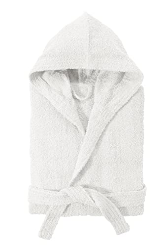 Baroni Home Bademantel aus Frottee mit Kapuze, Bademantel für Damen und Herren 100% Baumwolle, saugfähig und komfortabel, Weiß, M von Baroni Home