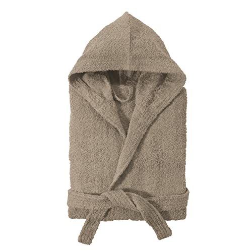 Baroni Home Bademantel aus Frottee mit Kapuze, Bademantel für Damen und Herren 100% Baumwolle, saugfähig und komfortabel, beige, L von Baroni Home